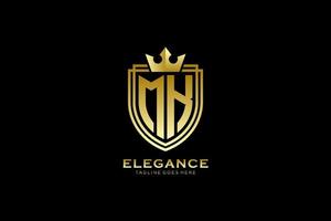 initial MK elegant luxury monogram logo or badge template with scrolls and royal crown - perfect for luxurious branding projects vector