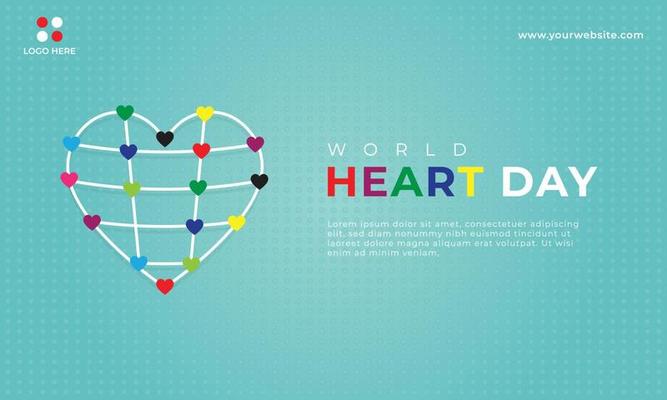Flat design world heart day social media banner background concept