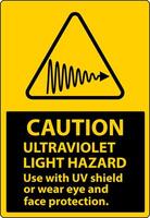 Caution Ultraviolet Light Hazard Label On White Background vector