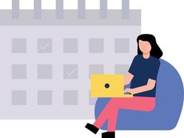 The girl is using her laptop. vector