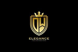 initial OW elegant luxury monogram logo or badge template with scrolls and royal crown - perfect for luxurious branding projects vector