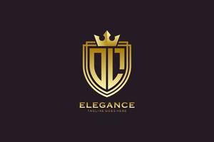 initial OL elegant luxury monogram logo or badge template with scrolls and royal crown - perfect for luxurious branding projects vector