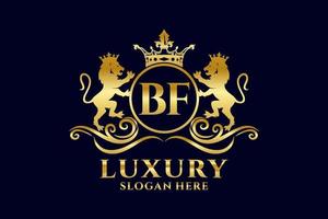 Initial BF Letter Lion Royal Luxury Logo template in vector art for luxurious branding projects and other vector illustration.