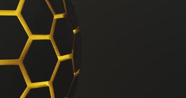 abstract background using a hexagon pattern with metallic black gradient color and bright yellow hexagon lines, there is empty space on the right, 3d rendering, and 4K size photo