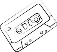 Cassette sketch, illustration, vector on white background.