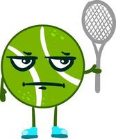 Angry tennis ball , illustration, vector on white background