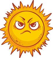 Angry sun, illustration, vector on white background.