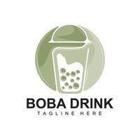 diseño de logotipo de bebida boba, vector de burbuja de bebida de gelatina moderna, ilustración de vidrio de marca de bebida boba