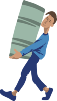 Cartoon vector image of a handyman. The man is carrying something. png