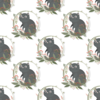 cat and wreath pattern png