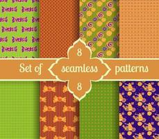 Set seamless backgrounds of sweet and geometric patterns. Collection halloween candy vector