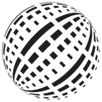 Abstract, patterned sphere design element in black color. PNG with transparent background.