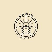 cabin line art minimalist vector  logo badge  illustration design