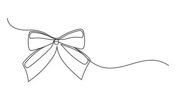 Continuous one line drawing of a Christmas bow vector