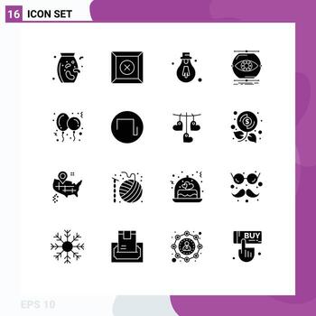 usuario interfaz paquete de dieciséis básico sólido glifos de juguete Navidad motivación globo supervisión editable vector diseño elementos