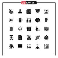 25 User Interface Solid Glyph Pack of modern Signs and Symbols of climb security education roof cam Editable Vector Design Elements