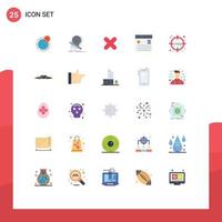 Flat Color Pack of 25 Universal Symbols of interface communication game cross cancel Editable Vector Design Elements