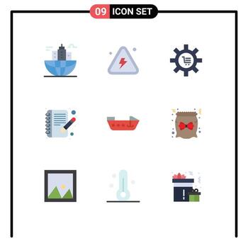 paquete de 9 9 moderno plano colores señales y símbolos para web impresión medios de comunicación tal como editar ajuste muy engranaje mi editable vector diseño elementos