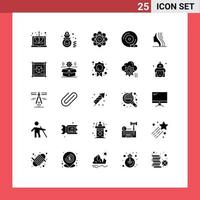 Set of 25 Vector Solid Glyphs on Grid for female peripheral device atom dvd cd Editable Vector Design Elements