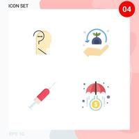 User Interface Pack of 4 Basic Flat Icons of confuse injection question plant needle Editable Vector Design Elements