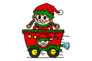 cute little girl character in christmas dwarf outfit png