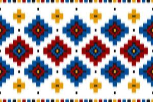alfombra etnica ikat estampado rojo. patrón geométrico étnico ikat sin costuras en tribal. estilo mexicano vector