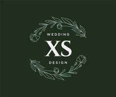 XS Initials letter Wedding monogram logos collection, hand drawn modern minimalistic and floral templates for Invitation cards, Save the Date, elegant identity for restaurant, boutique, cafe in vector