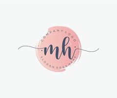 Initial MH feminine logo. Usable for Nature, Salon, Spa, Cosmetic and Beauty Logos. Flat Vector Logo Design Template Element.