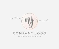 logotipo femenino inicial de nj. utilizable para logotipos de naturaleza, salón, spa, cosmética y belleza. elemento de plantilla de diseño de logotipo de vector plano.