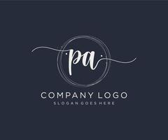 logo femenino pa inicial. utilizable para logotipos de naturaleza, salón, spa, cosmética y belleza. elemento de plantilla de diseño de logotipo de vector plano.