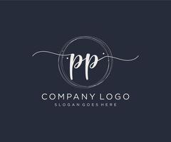 Initial PP feminine logo. Usable for Nature, Salon, Spa, Cosmetic and Beauty Logos. Flat Vector Logo Design Template Element.