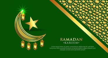 Ramadan Kareem islamic design crescent moon and lantern vector