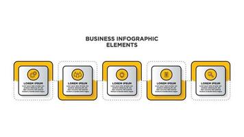 infografías para el concepto de negocio y 5 opciones o pasos... se pueden utilizar para banner de presentaciones, diseño de flujo de trabajo, diagrama de proceso, diagrama de flujo, gráfico de información. vector