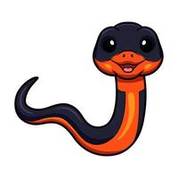 linda caricatura de serpiente de cuello anillado vector