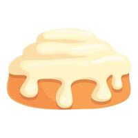 Natural cinnamon roll bun icon cartoon vector. Swirl food vector