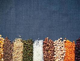 Autumn harvest of grain grain, full screen of whole grains. Different cereal background. photo