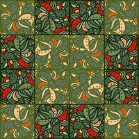 Freehand mandala seamless mosaic ornament. Abstract seamless pattern with floral and plants element. vector