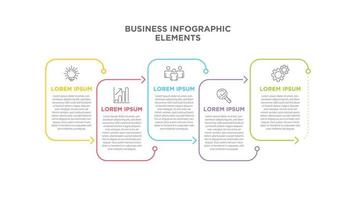 Infographics business template. Visualization of 5-stepped business process. Simple infographic design template. Flat vector illustration for presentation, report.