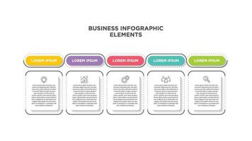 infografia negocio modelo. visualización de 5 pasos negocio proceso. sencillo infografía diseño modelo. plano vector ilustración para presentación, informe.