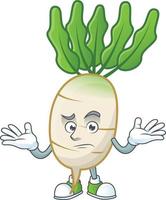 daikon dibujos animados personaje estilo vector