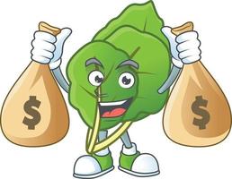 Happy collard greens cartoon character vector