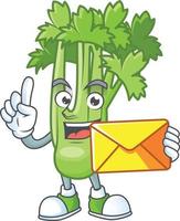 Happy celery plant cartoon character vector