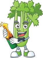 Happy celery plant cartoon character vector