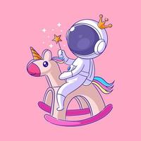 astronauta montando un juguete unicornio vector