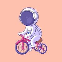 astronauta montando un rojo bicicleta vector