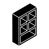 An icon of shelves in solid isometric design available for instant download vector