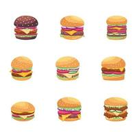 Set of Cheeseburgers Flat Vectors