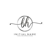 Initial BH feminine logo collections template. handwriting logo of initial signature, wedding, fashion, jewerly, boutique, floral and botanical with creative template for any company or business. vector