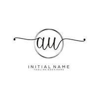 Initial AU feminine logo collections template. handwriting logo of initial signature, wedding, fashion, jewerly, boutique, floral and botanical with creative template for any company or business. vector