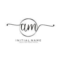Initial AM feminine logo collections template. handwriting logo of initial signature, wedding, fashion, jewerly, boutique, floral and botanical with creative template for any company or business. vector